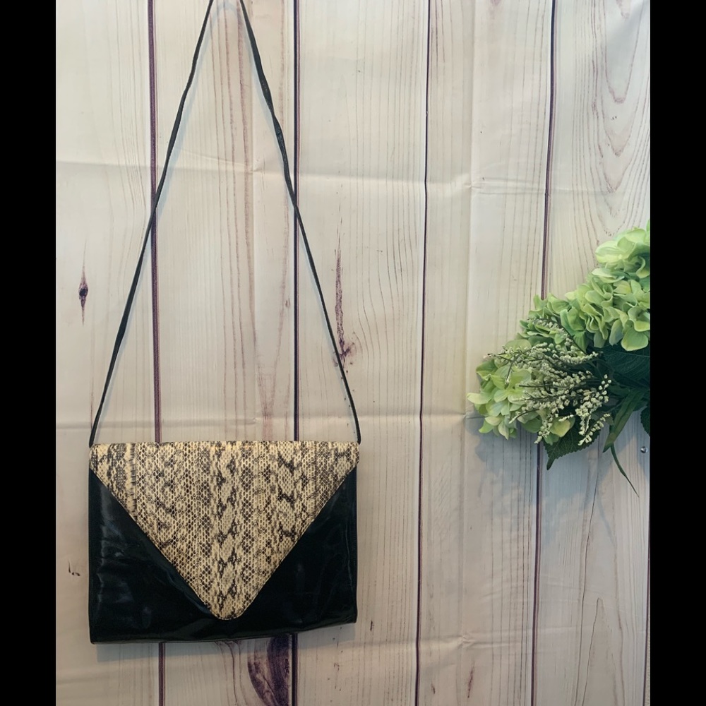 Saks Fifth Avenue black snakeskin purse